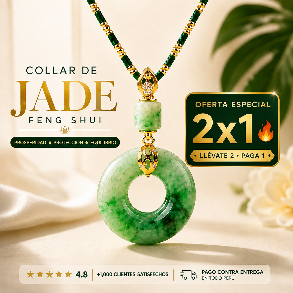 Collar de Jade Feng Shui - Piedra de la abundancia