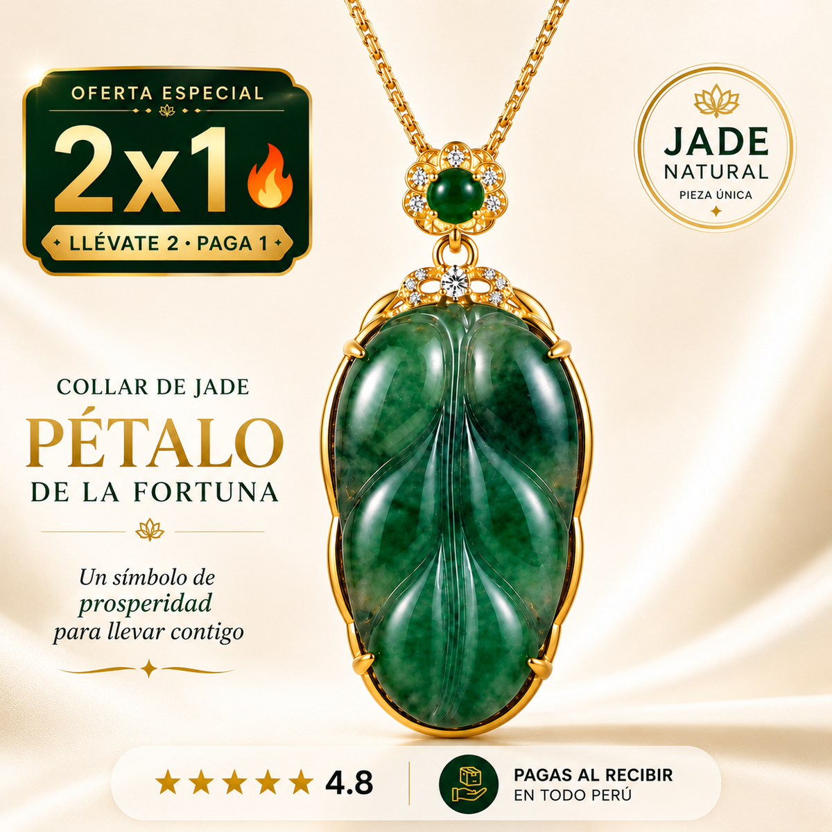 Collar de Jade de la Fortuna - Pétalo de la Prosperidad