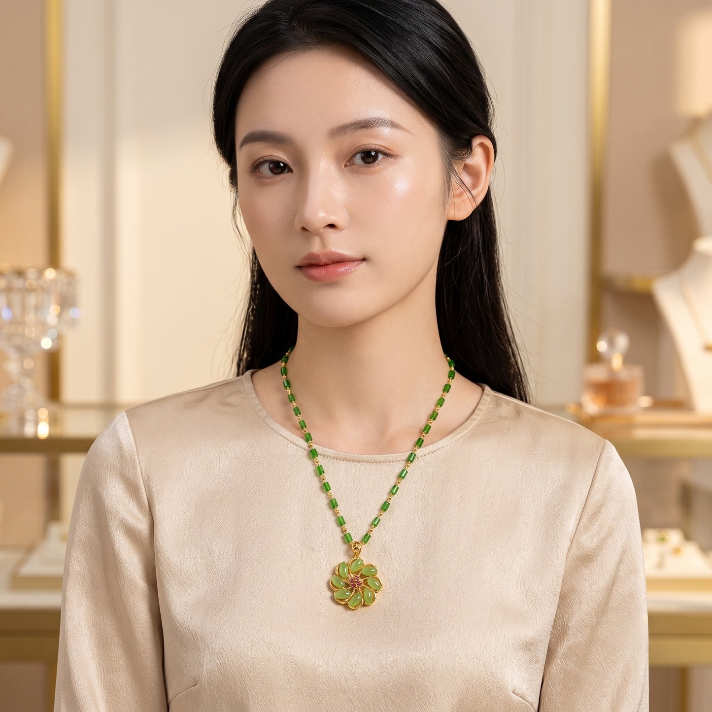 Collar Flor de Jade Giratoria