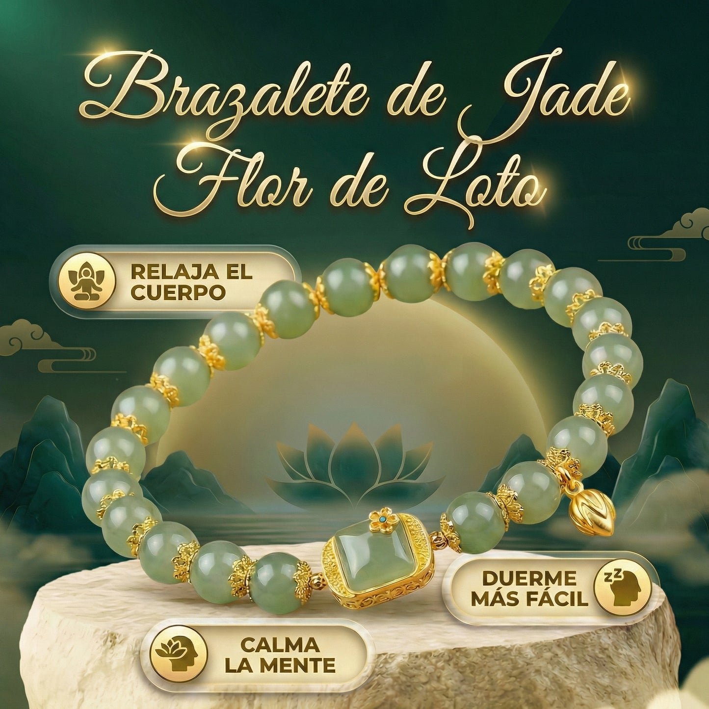 BRAZALETE DE JADE FLOR DE LOTO