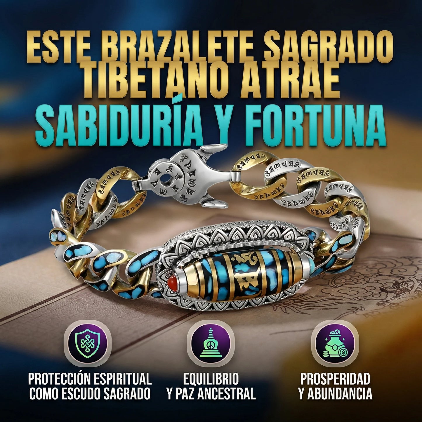 Brazalete DZI del Tibet +Amuleto Sagrado🎁